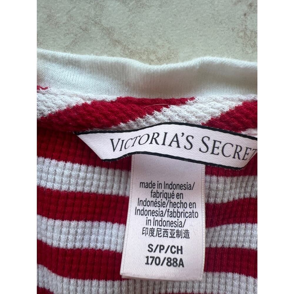 NWT Victoria's Secret Fireside Henley Pajama Short Set Ribbed Red White Small - Picture 9 of 12